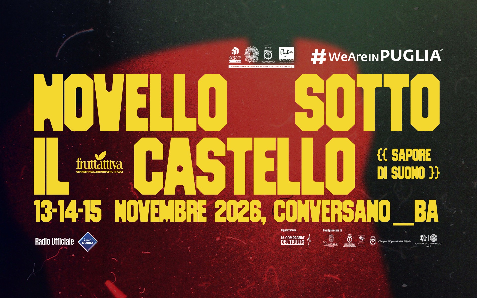 Novello sotto il Castello 2026 – Sapore di Suono. 13, 14 e 15 novembre 2026, Conversano (BA)